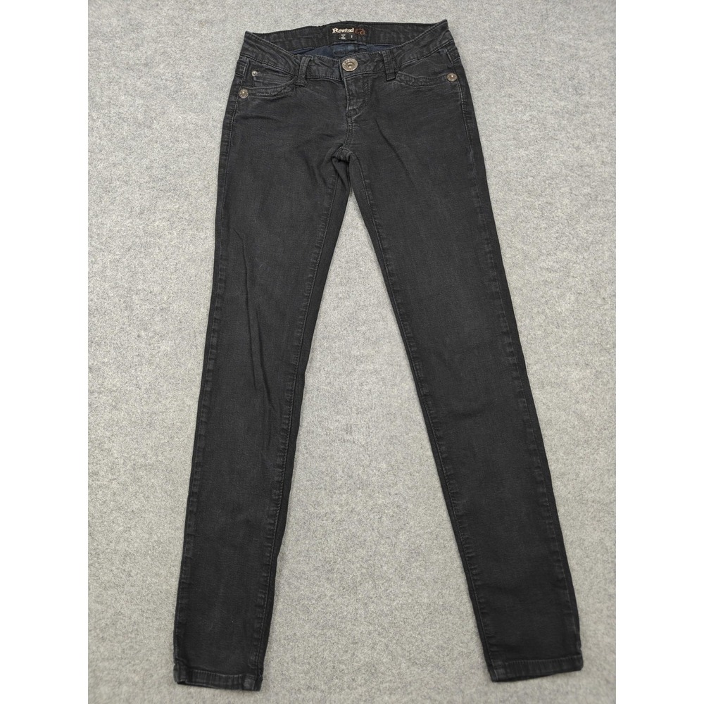 Rewind Skinny Jeans Juniors 1/26 Gray Charcoal Wash Stretch Slim Denim